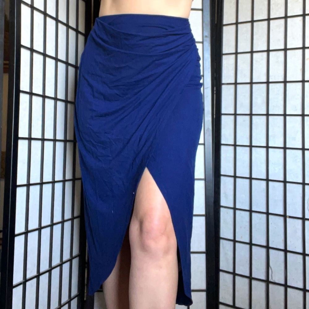 Reformation "Aruba Skirt", Navy Blue Wrap, US size M